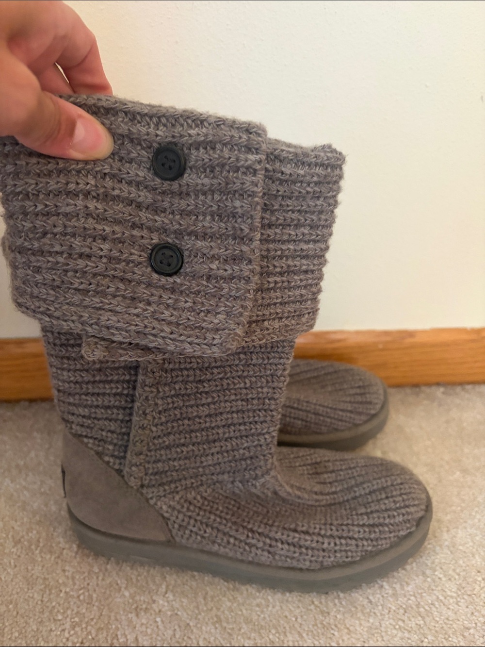 UGG Kids Knit Button Boot - Gray